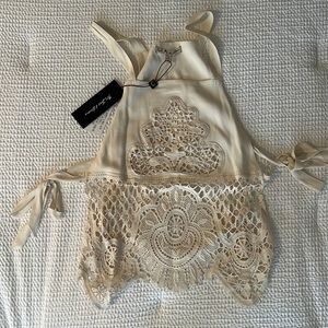 NWT For Love & Lemons lace top. Ties on sides. Size Small.